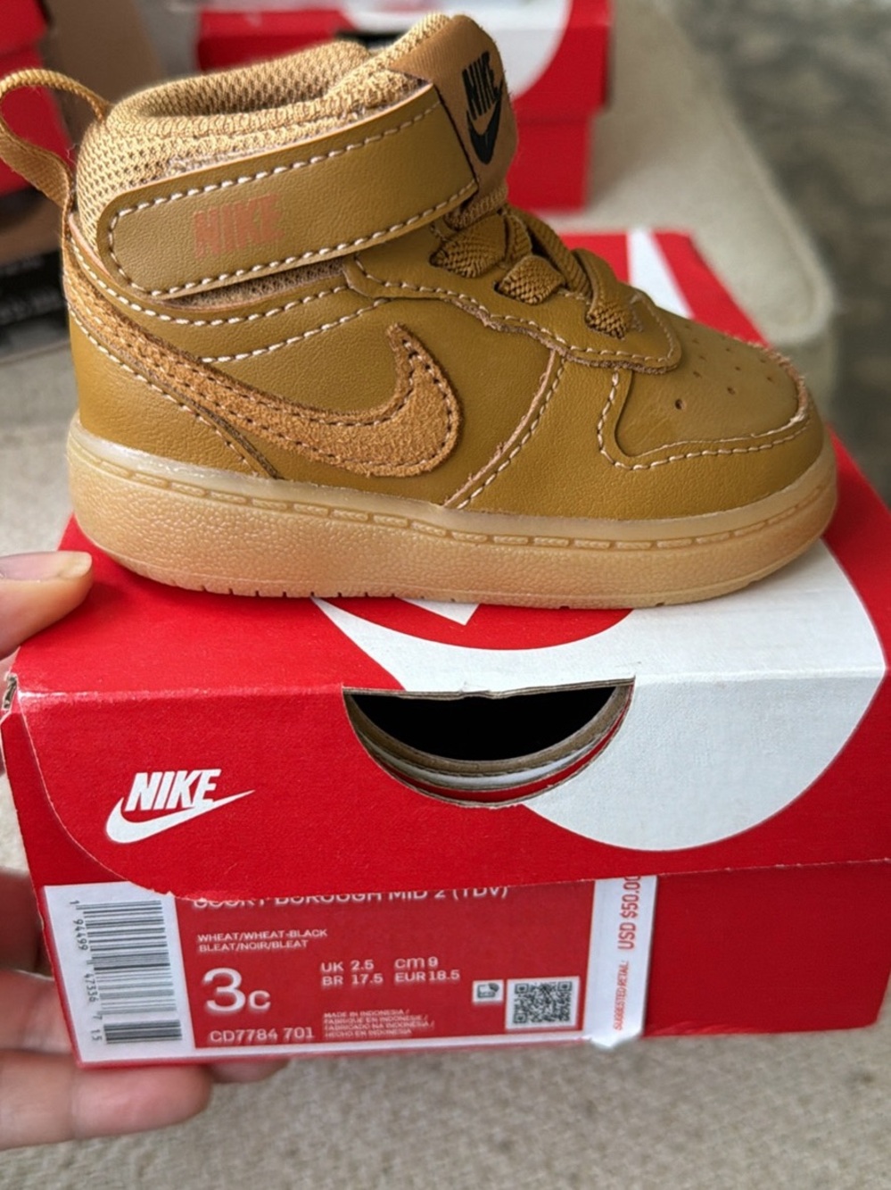 Nike Court Borough Toddler Wheat Mid-Top Sneaker